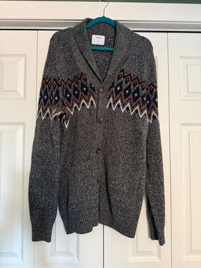 Men’s grey knit button cardigan, L Tall, Old Navy
